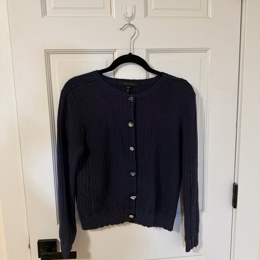 Marc Jacobs Navy Wool&Silk Button-Up Cardigan (szM)
